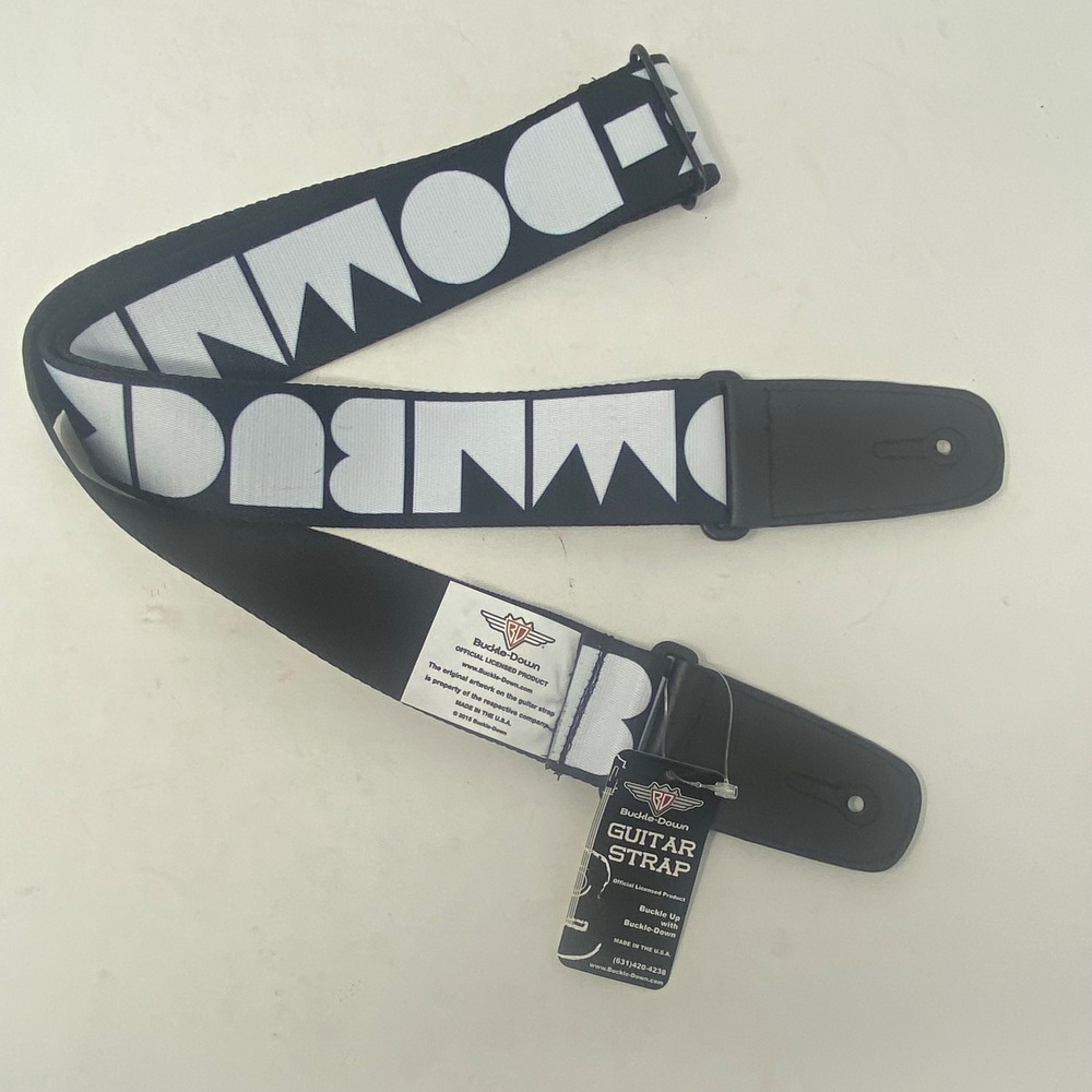 Buckle-Down Guitar Strap Black White Logo Print Adjustable Made in USA NEW